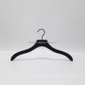 DL758 Black customized wood coat hangar covered with rubber lotus wood material jacket coat men hanger with logo